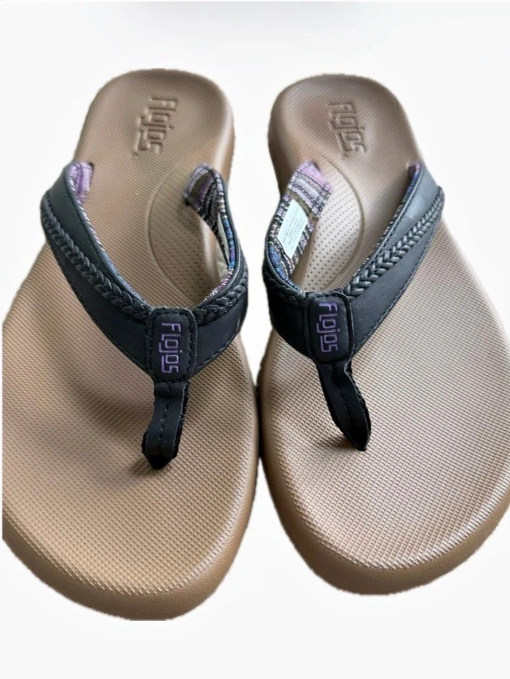 Flojos Flip Flop Sandals in Brown & Black Like New